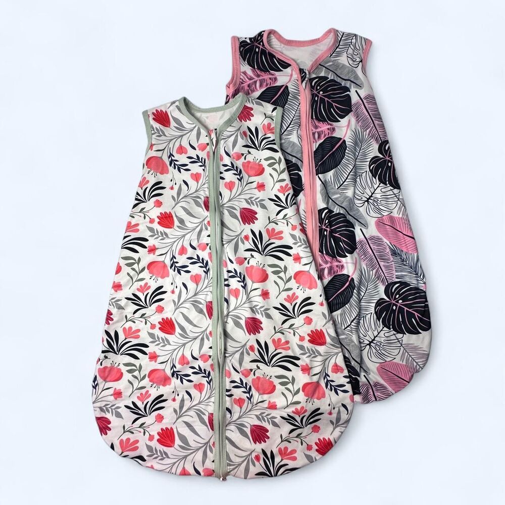 Guntail Baby Wearable Blanket 2 Way Zipper Sleeveless Botanical Floral Tropical